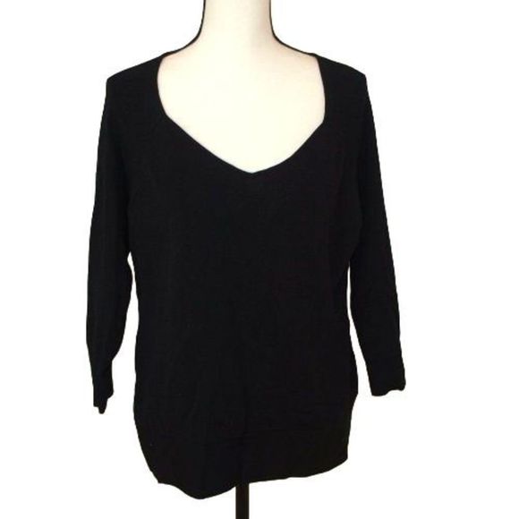 Cold Water Creek Black V-Neck Sweater Size XL‎ - Picture 2 of 4